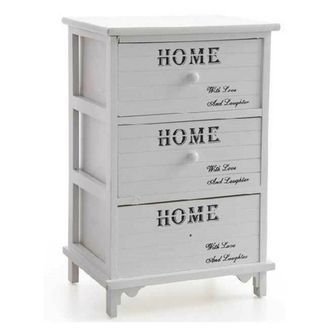 Trade Shop Trade Shop - Cassettiera 3 Cassetti 60x40x31cm Comodino Home Bianco Legno Moderna Multiuso