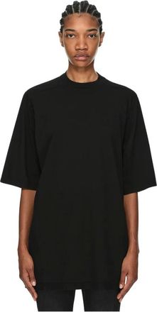 Rick Owens T-shirt met geribbelde boord en hangende band - Dames - Tops - Zwart - Maat: M Katoen