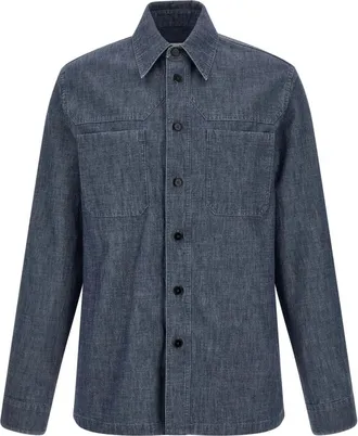Jil Sander Shirt 203 - Heren - Spijkeroverhemden - Blauw - M - Katoen - Overhemden