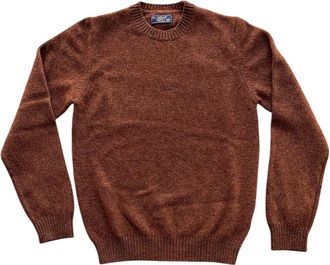 Bl'ker Blker, Truien & Vesten, Heren, Bruin, M, Wol, Shetland Trui met Ronde Hals