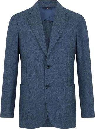 Brooks Brothers Melange Wool Blend Blazer - Heren - Blazers - Blauw - M - Katoen - Jassen