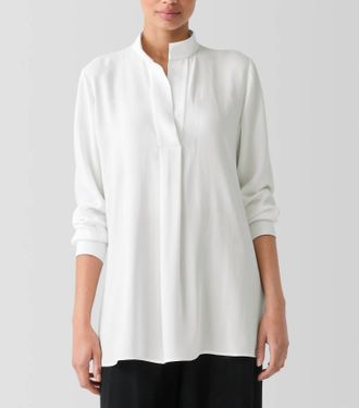 Eileen Fisher Stand Collar Tunic In Ivory