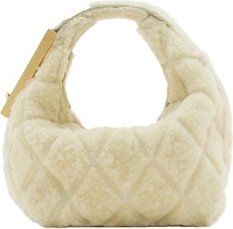 Burberry Ecru Ladies Quilted Lamb Fur Tote Bag