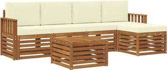 vidaXL Conjunto De Sof&aacute;s De Exterior 6 Uds. Natural Y Crema Vidaxl
