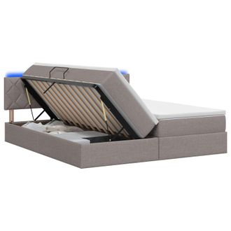 vidaXL Cama De Almacenamiento Led Con Colch&oacute;n Topo 180 X 200 Cm Tela Vidaxl