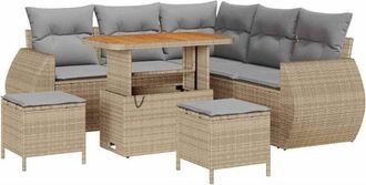 vidaXL Garden Sofa Set with Cushion 8 pcs Beige and light grey vidaXL