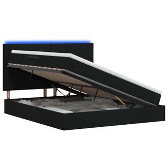 vidaXL Cama De Almacenamiento Led Con Colch&oacute;n Negro 140 X 190 Cm Tela Vidaxl