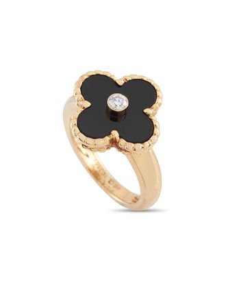 Van Cleef & Arpels 18K Diamond & Onyx Ring (Authentic Pre-Loved)