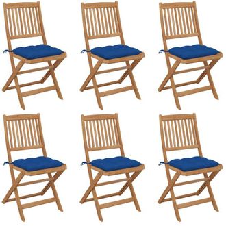 vidaXL Vidaxl - Sillas De Jard&iacute;n Plegables 6 Uds Madera Maciza Acacia Y Cojines