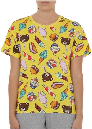 Moschino Icecream Gelato T-Shirt - Dames - T-shirts - Geel - M - Katoen - Tops