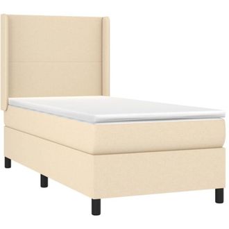 vidaXL Vidaxl - Cama Box Spring Colch&oacute;n Y Luces Led Tela Crema 100x200 Cm