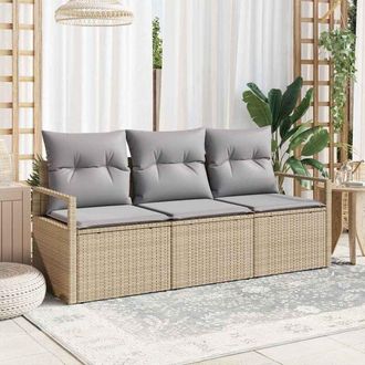 vidaXL Conjunto De Sof&aacute; De Jard&iacute;n 3 Pcs Beige Polirat&aacute;n Vidaxl
