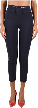 Elisabetta Franchi Pantaloni in cr&ecirc;pe stretch - - Trousers - Donna - Blu - S