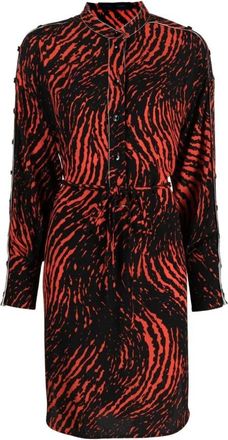 Proenza Schouler Rode Maxi Jurk met Geschilderde Spiraal - Dames - Korte kleedjes - Veelkleurig - 2XS - Kleedjes