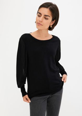 Bonprix Strickpullover BONPRIX Feinstrickpullover aus fliessendem Viskose-Mix, Damen, Gr. 52/54 (XXL), schwarz, Obermaterial: 80% Viskose, 20% Polyamid, loose