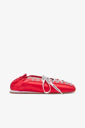 Ganni Sporty Ballerina in Red Satin - Size 36 Goji Berry