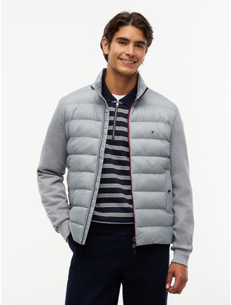 Tommy Hilfiger Mens TH Performance Mixed-Media Zip Sweatshirt - Medium Grey Heather - XXL