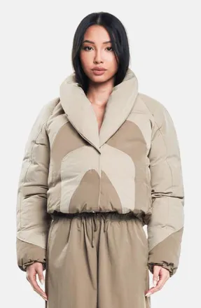 OW Collection SWIRL Puffer Jacket in Beige /Tan at Nordstrom, Size Small