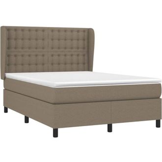 vidaXL Vidaxl - Cama Box Spring Con Colch&oacute;n Tela Gris Taupe 140x200 Cm
