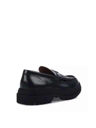 Fred Perry Mens Logo Fringed Penny Loafers Green Shoes > & Sandals