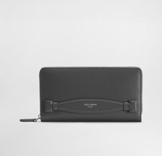 Dolce & Gabbana Zip-around Calfskin Wallet - Man Wallets And Small Leather Goods Grey Onesize