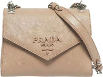 Prada Pre-owned Cross Body Bags, female, Beige, Size: ONE SIZE Pre-owned Leather Shoulder Bag