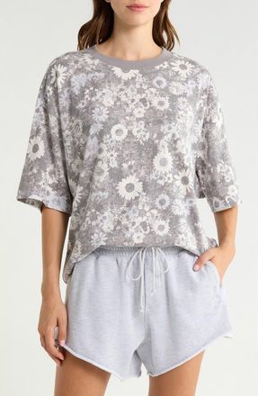Free People FP Movement Stripe Relaxed Fit Cotton T-Shirt in Camo Floral Ivory at Nordstrom, Size X-Small