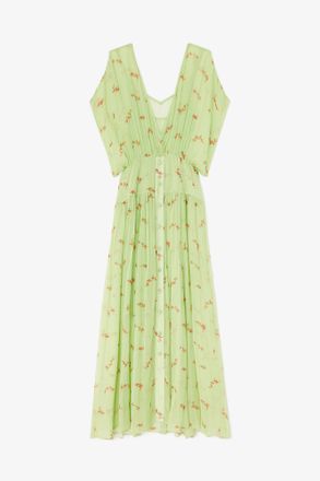 Ganni Seedling Dress in Green Silk - Size 10/12 Organic Wool