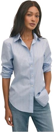 Brooks Brothers Klassiek gesneden gestreept Supima katoenen overhemd - Dames - Overhemden - Blauw - XL - Katoen - Overhemden