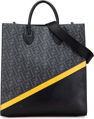 Fendi Pre-owned Womens Logo Tote Bag Adjustable Strap - Black Textile - One Size