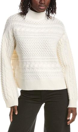 Isla Misha Horizontal Cable Mock Neck Cashmere Sweater