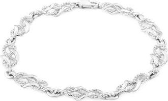 House of Brilliance Silver Prong Set Diamond Accent Infinity Weave Link Bracelet in White at Nordstrom