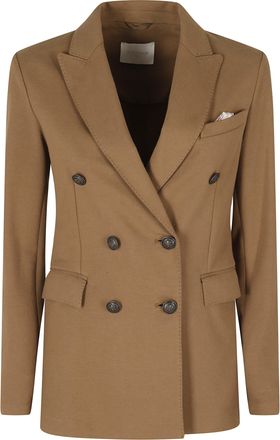 Circolo 1901 Brown Double-Breasted Flap Pocket Cotton Jacket