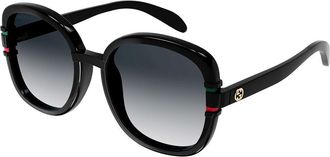 Gucci GG1068SA Asian Fit 001 Womens Sunglasses Black Size 57 - Free RX Lenses - Free RX Lenses