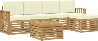 vidaXL Conjunto De Sof&aacute;s De Exterior 6 Uds. Blanco Y Crema Poli&eacute;ster Vidaxl