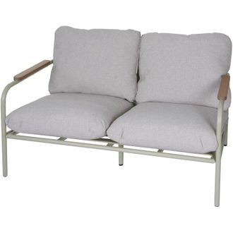 Hhg [nunca Usado] Banco De Jard&iacute;n De Aluminio Hhg-592, Sof&aacute; Banco De 2 Plazas Para Exterior, Tejido Olefina (205 G/m&sup2;) 125cm, Tapizado Verde Claro Beige