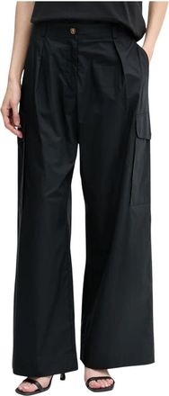 Blauer Caryll Wijde Broek - Dames - Wijde Broeken - Zwart - W28 - Katoen - Broeken