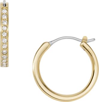Fossil Womens Gold-Tone Stainless Steel Hoop Earrings