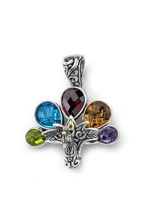 Samuel B. 18k Gold Multi-Stone Peacock Pendant in Silver Multi Color at Nordstrom Rack