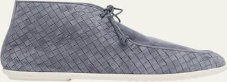Bottega Veneta Mens Dawson Intrecciato Leather Chukka Boots