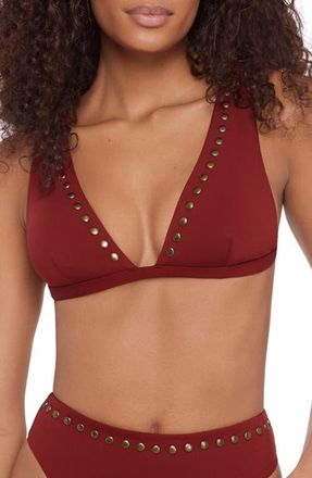 Steve Madden Studded Triangle Bikini Top in Sangria at Nordstrom, Size X-Small