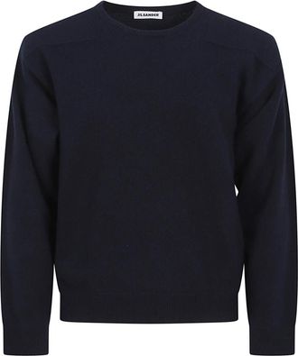 Jil Sander JIL Sander Truien - Heren - Ronde hals truien - Blauw - M - Wol - Truien & Vesten