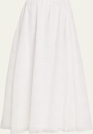 Brunello Cucinelli Long Eyelet Cotton Skirt