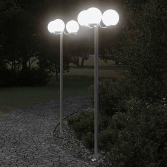 Berkfield Home Outdoor Floor Lamps 3pcs Silver 215 cm Stainless Steel