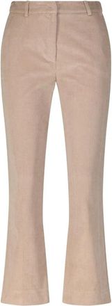 Max Mara Cropped Cord Broeken - Dames - Wijde Broeken - Bruin - 2XL - Katoen - Broeken