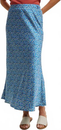 Wishlist Lou Satin Floral Skirt In Oxford Blue, Terracotta & Mint