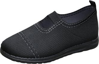 Generic Womens Slip On Shoes Wide Width Knitted Walking Shoe Solid Color Breathable Lightweight Casual Comfortable Running Shoes Gym Sports Black