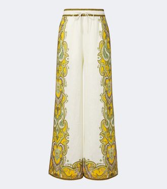 Alemais Al&eacute;mais Porter printed linen wide-leg pants