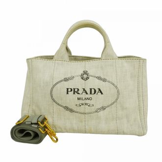 Prada Gray Canvas Tote Bag (Pre-Owned)