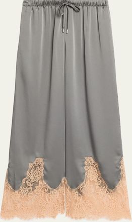 L'agence Mirel Lace-Trim Satin Pants